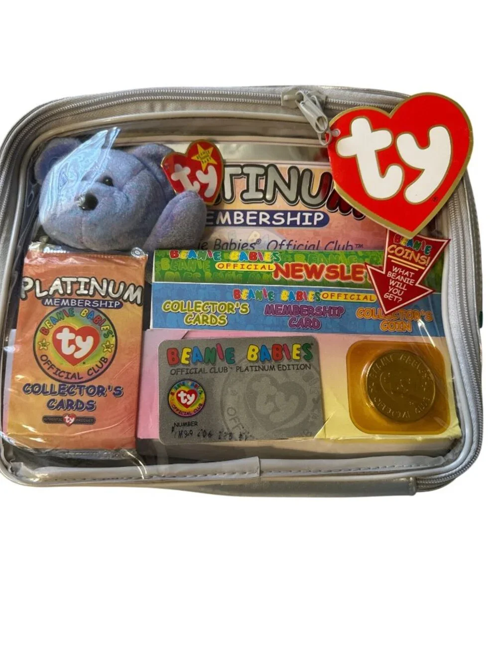 Beanie Babies Official Club Platinum Edition Set With Case & Collectibles - Picture 1 of 7